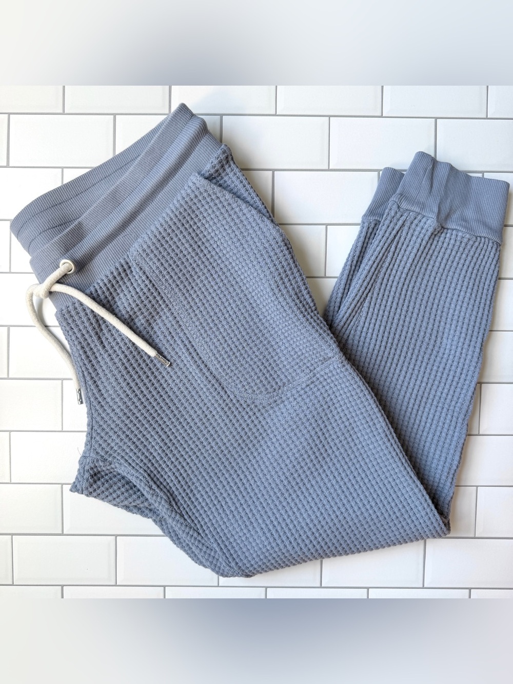 S🩵 GAP Maternity Waffle Knit Jogger Pants Dusty French Blue Gray